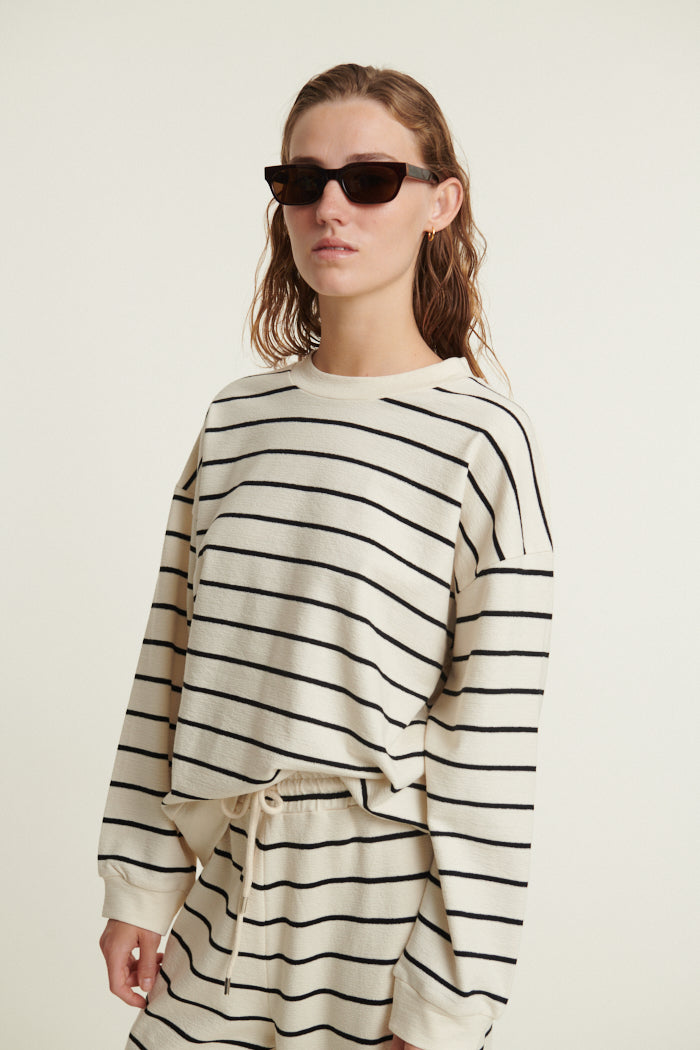 Basic Apparel Anneli Oversized LS Sweat T-shirts 482 Birch/Black